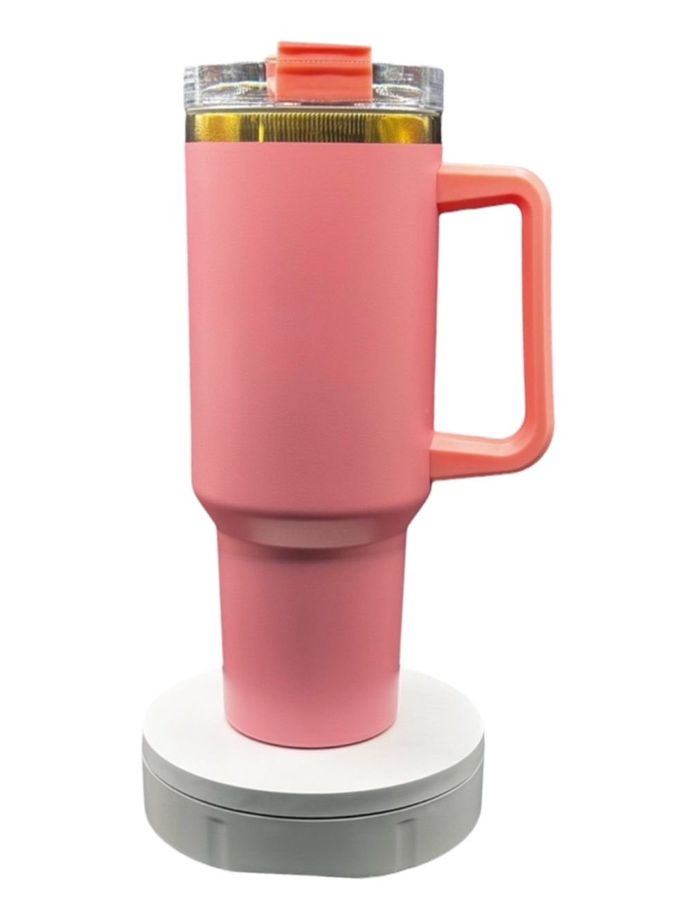 40 oz Insulated Travel Mug with Handle Pink Gold